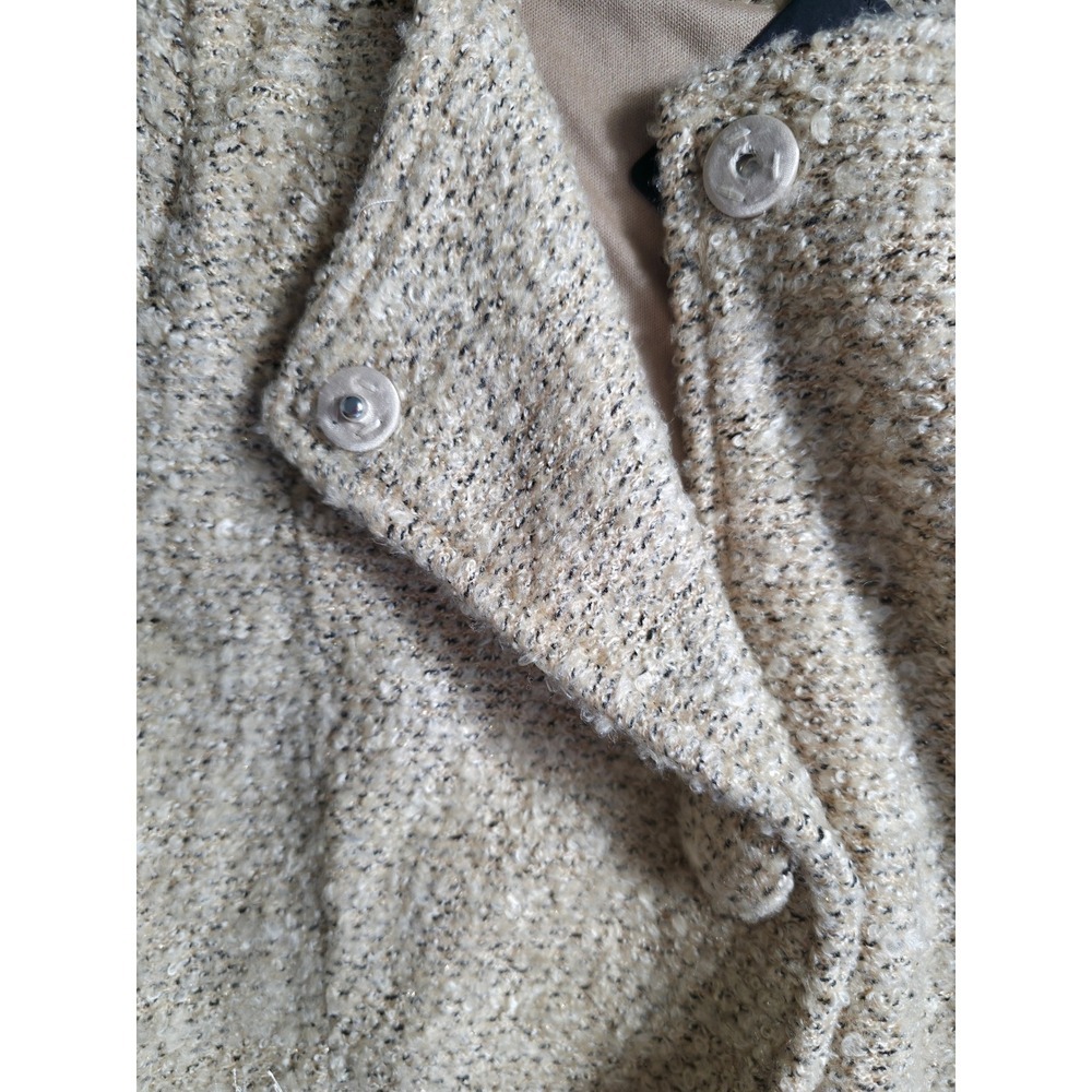 SofieMae Tweed Fringe Jacket Dress Beige Button Front Size M Chic - Picture 11 of 14
